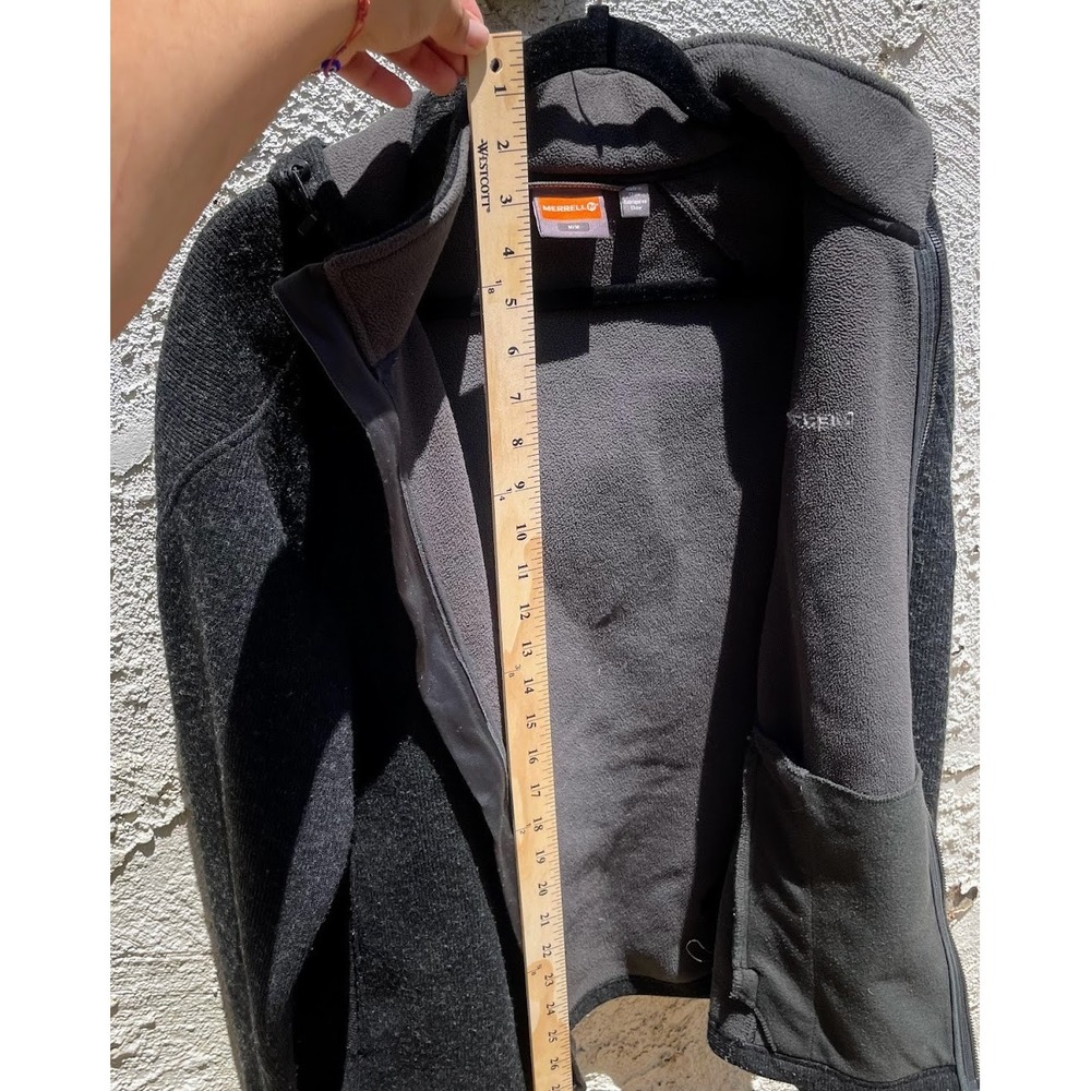 Merrell Wool Blend Fleece Jacket Men's Medium Gray Full Zip Outdoor Hiking Sweat - Picture 6 of 7